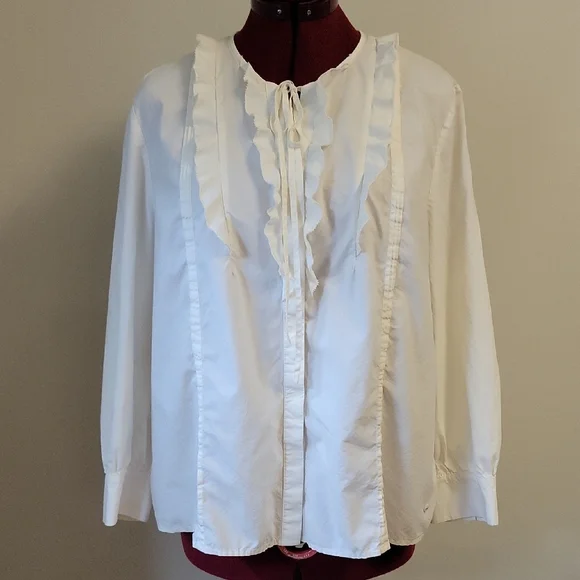Olsen Fashion White Ruffled Blouse - Picture 1 of 16